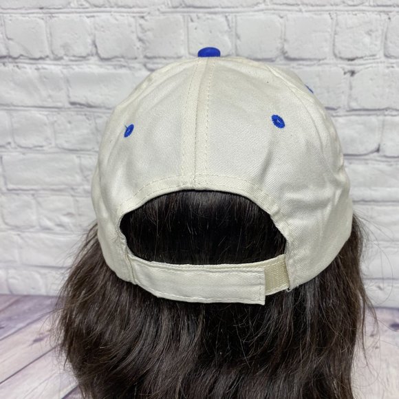 Vintage Hat Cap Strap Back Cream White Blue Bay d' Espoir NFLD Newfoundland - Picture 3 of 8